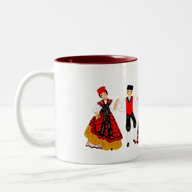 Farandole de costume d'ALSACE Zweifarbige Tasse (Links)