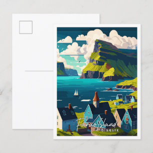 Farao-Insel Vintage-Reiseillustration Postkarte