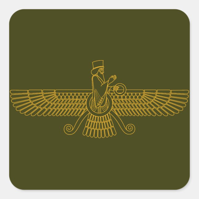 Faravahar Quadratischer Aufkleber (Vorderseite)