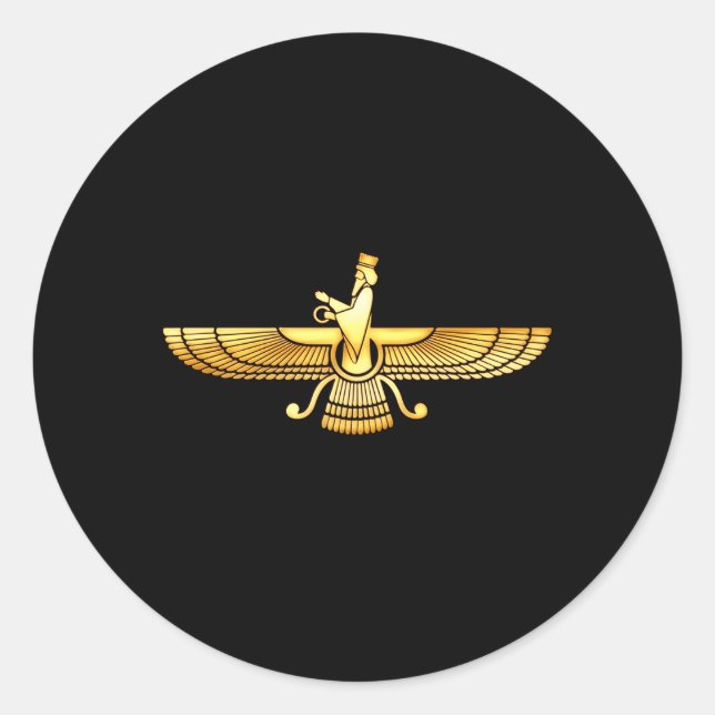 Faravahar Zarathustra Zoroastrian Farvahar Runder Aufkleber (Vorderseite)