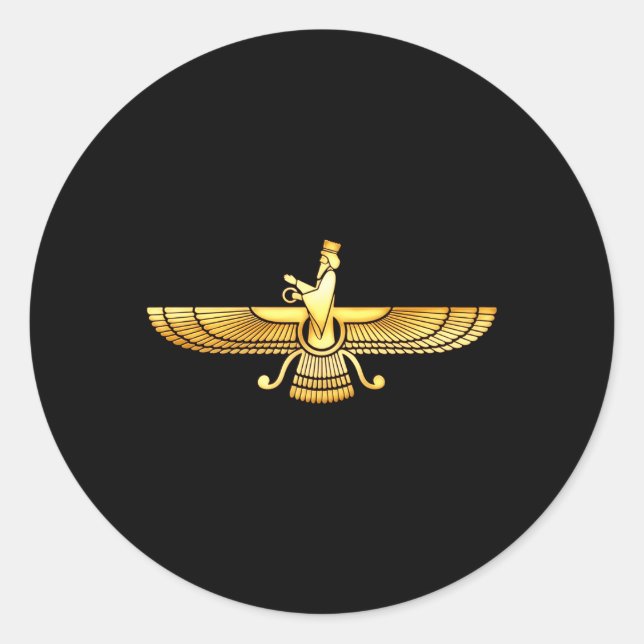 Faravahar Zarathustra Zoroastrian Farvahar Runder Aufkleber (Vorderseite)