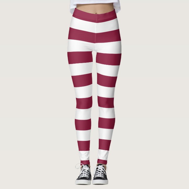 Farb der nationalen Katar-Fahne horizontal gestrei Leggings (Vorderseite)