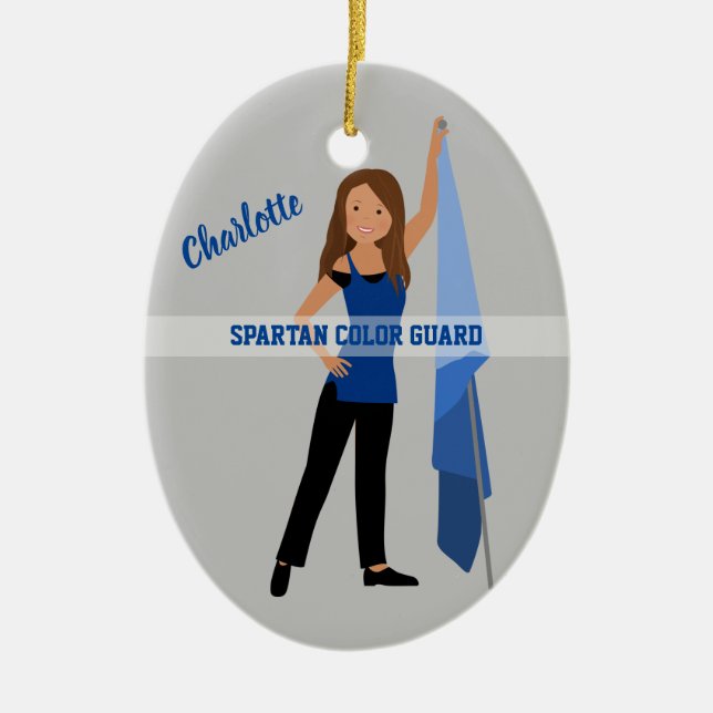 Farb-Guard Braun Haar in Blau und Schwarz Keramik Ornament (Vorne)