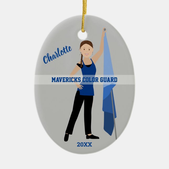 Farb-Guard Braunhaar-Bramme in Blau und Schwarz Keramik Ornament (Vorne)