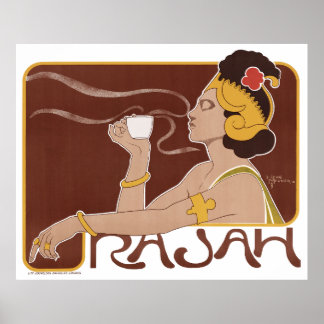 Farb-Lithografie über den Kaffee Rajah Poster