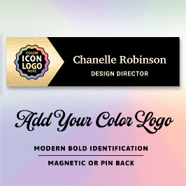 Farb-Logo Klassisch Schwarz Gold Chevron Geschäfts Namensschild