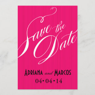 Farb Pop Pinstripe Signature Save Date Fuchsienfar Einladung