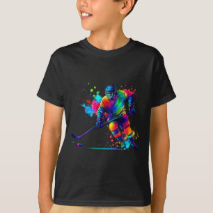 Farb-Splash-Hockeyspieler-Outfit für Eissportarten T-Shirt