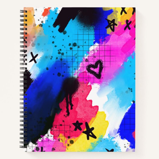 Farb-Spritzer-Doodle-Spirale Notizbuch (Vorderseite)