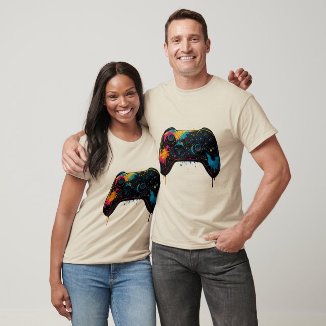 Farb-Spritzer Gamecontroller-Aufkleber  T-Shirt (Unisex)