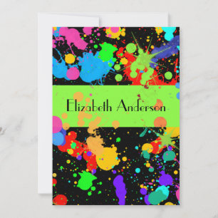 Farb-Spritzer, Sweet Sixteen, individuelle Einladu Einladung