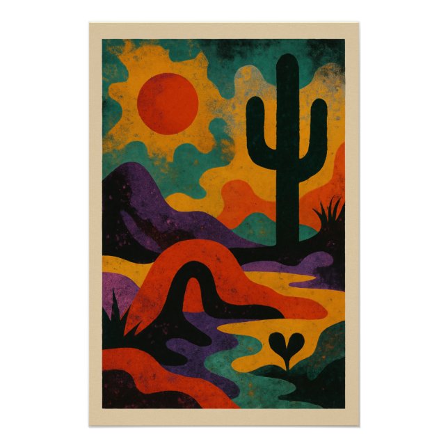 Farbabstrakte Wüstenlandschaft Poster (Vorderseite)