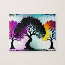 Farbabstürze an Schwarzen Silhouetten