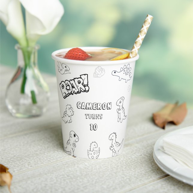 Farbaktivität niedliche Dinosaurier Party Papierau Pappbecher (In Situ)