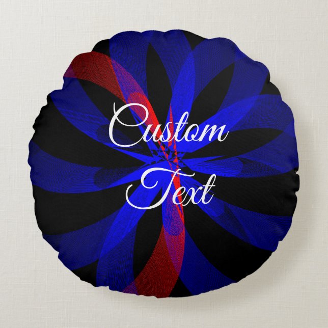 Farbakzent, geometrischer Rundkissen, Blaubeere Rundes Kissen (Vorderseite)