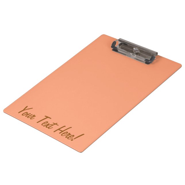 Farbakzent Lachs Rosa anpassbar Klemmbrett (Schrägansicht)