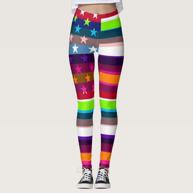 Farbamerikanisches Retro-Flag Leggings (Vorderseite)