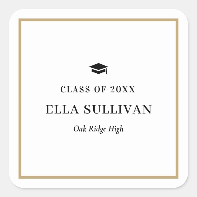 Farbaufkleber für Abschluss in Trendgalerie Quadratischer Aufkleber (Vorderseite)