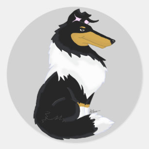 Farbaufkleber für den Cartoon Rough Collie Runder Aufkleber