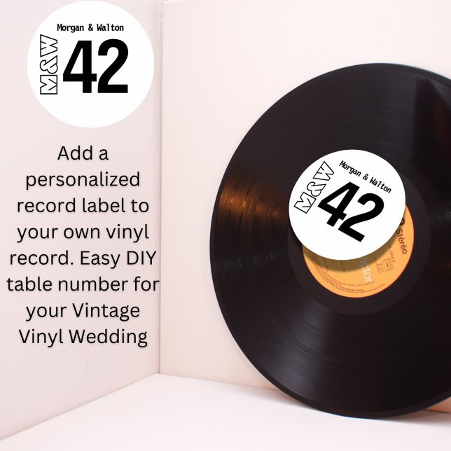 Farbaufkleber für Vinyl-Tischnummern Aufkleber (Custom personalized sticker decal label to apply to your own vinyl record)