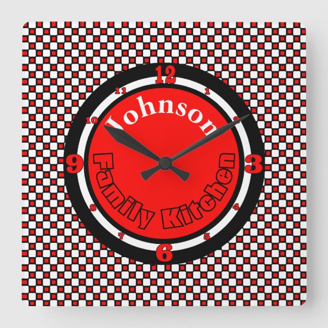 Farbauswahl in der Küche Personalisiert Quadratische Wanduhr (Vorderseite)