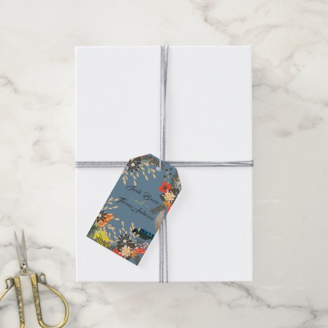 FARBBBLAUE BOHO GESCHENKANHÄNGER (Mit Garn)