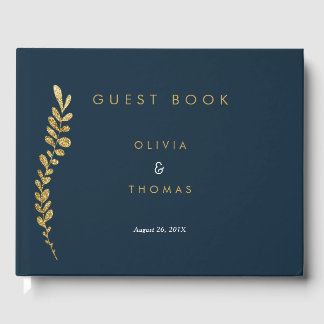 Farbbearbeitbare Imitate Gold Leaf Wedding Gästebu Gästebuch