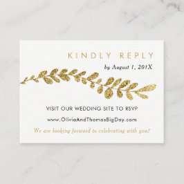 Farbbearbeitbare Imitate Gold Leaf Wedding RSVP Ca Begleitkarte
