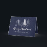 Farbbearbeitbare Schneekanal Bäume ohne Foto Feiertagskarte<br><div class="desc">Farbbearbeitbarer Hintergrund mit handgezeichneten Kreide Winterbäumen und Schnee,  "Frohe Weihnachten" Skript in weiß,  gefaltete Grußkarte.</div>
