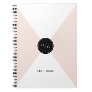 Farbbearbeitbares Monogramm modernes Gästebuch für Notizblock