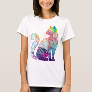 FARBBIGE ABSTRAKTE SITZKATZE T-Shirt