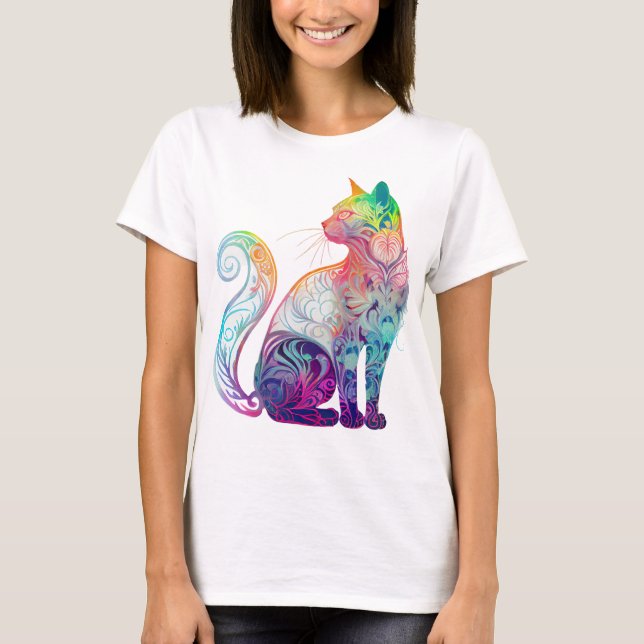 FARBBIGE ABSTRAKTE SITZKATZE T-Shirt (Vorderseite)