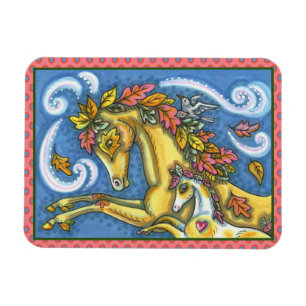 FARBBIGE AUTUMENSTÜTZE AUF WHIMSICAL PORSE & COLT MAGNET