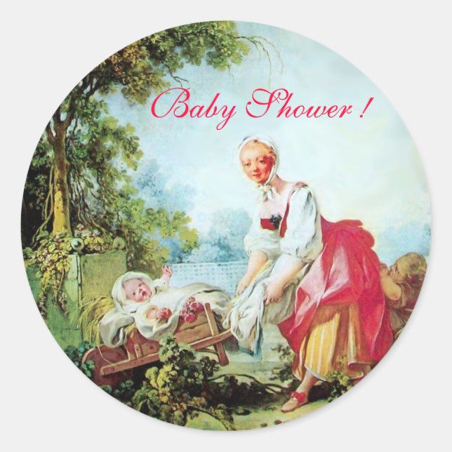 FARBBIGE BABY DUSCHE RUNDER AUFKLEBER (Vorderseite)