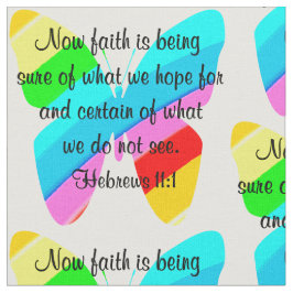 FARBBIGE HEBREWS 11:1-BUTTERFLY-DESIGN STOFF