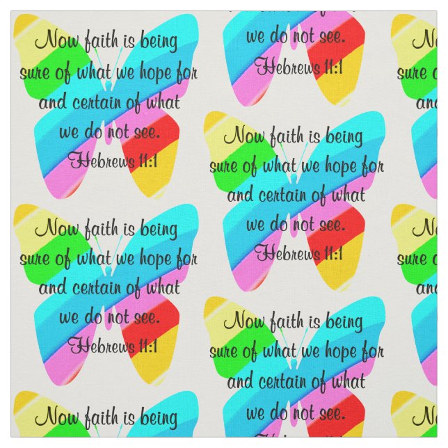 FARBBIGE HEBREWS 11:1-BUTTERFLY-DESIGN STOFF (Muster)