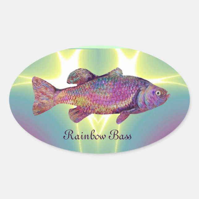 FARBBIGE RAINBOW BASS OVALER AUFKLEBER (Vorderseite)