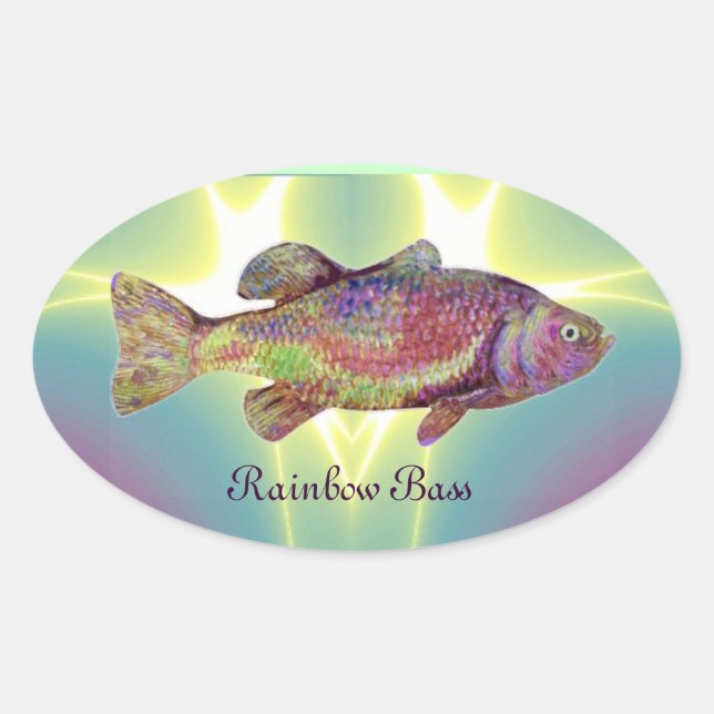 FARBBIGE RAINBOW BASS OVALER AUFKLEBER (Vorderseite)