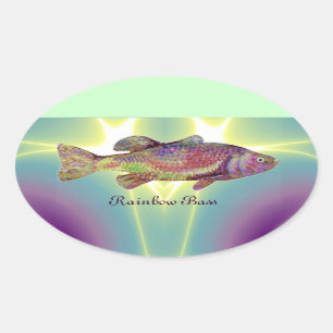 FARBBIGE RAINBOW BASS OVALER AUFKLEBER