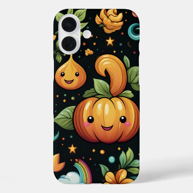 FARBBIGE UND GLÜCKLICHE HALLOWEEN PUMPKINS & BLUME Case-Mate iPhone HÜLLE (Rückseite)