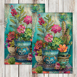 FARBBIGER CACTUS UND ERFOLGREICHE DEKOUTION SEIDENPAPIER