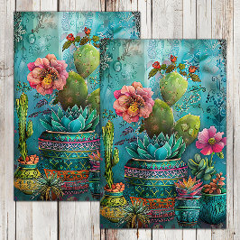 FARBBIGER CACTUS UND ERFOLGREICHE DEKOUTION SEIDENPAPIER