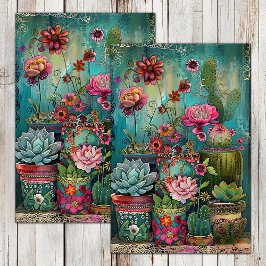 FARBBIGER CACTUS UND ERFOLGREICHE DEKOUTION SEIDENPAPIER