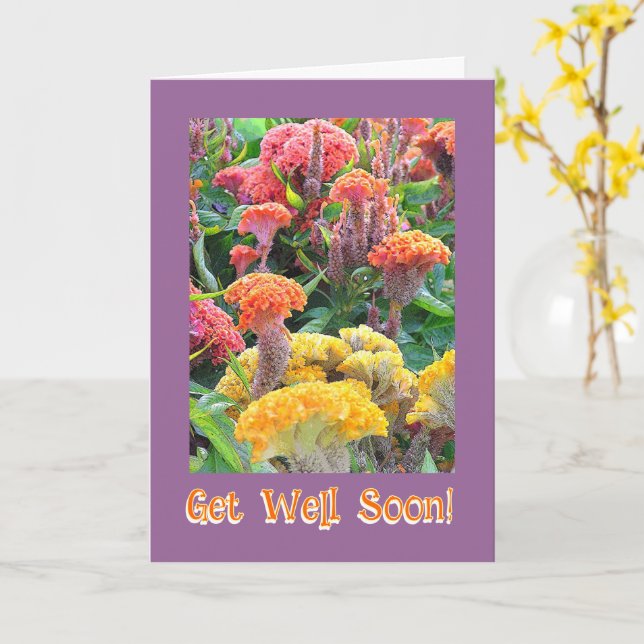 FARBBIGER CELOSIA GARTEN/ GUT/KUNSTBAR KARTE (Gelbe Blume)