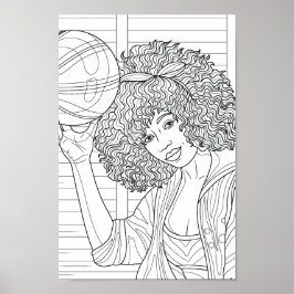 Farbbildnerin mit Basketball Poster