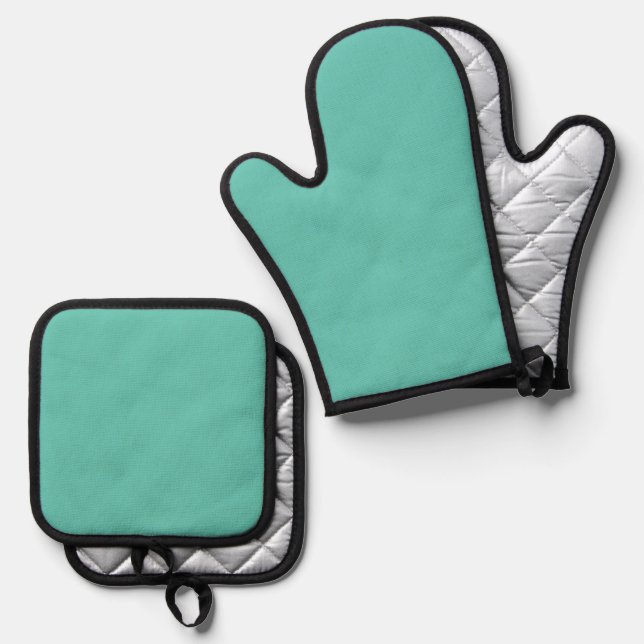 FARBBISCAY GREEN OFENHANDSCHUH & Topflappen-Set (Vorderseite/Rückseite)