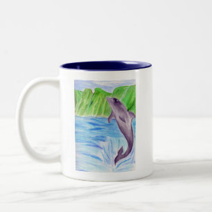 Farbbleistiftdelphin Zweifarbige Tasse