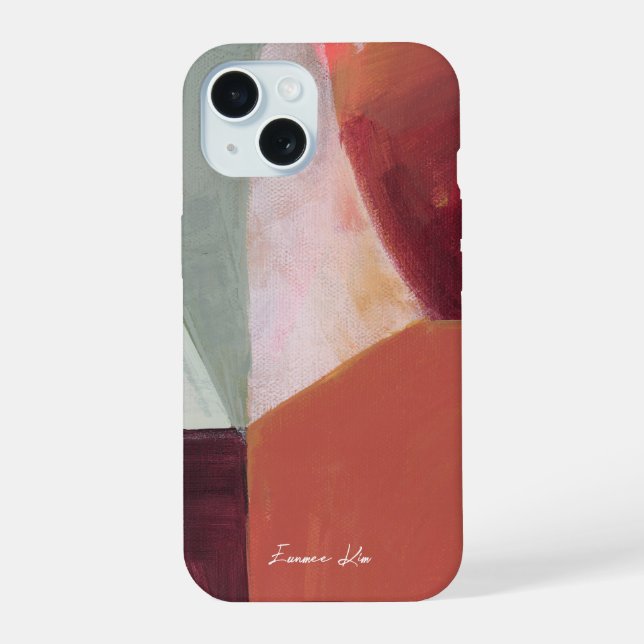 Farbblock Abstract Art Personalisierter Name iPhone 15 Hülle (Rückseite)