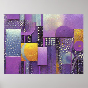 Farbblock Abstraktes Violett und Gold-ID1043 Poster