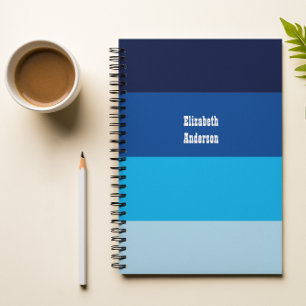 Farbblock Blauer horizontaler Streifen Notizbuch